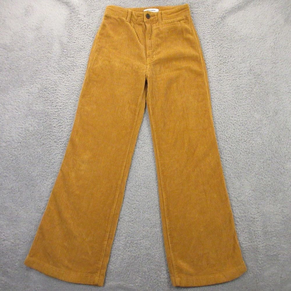 Reformation Pants‎ Womens 26 Rib Corduroy Cotton Wide Leg High Rise Camel Brown
